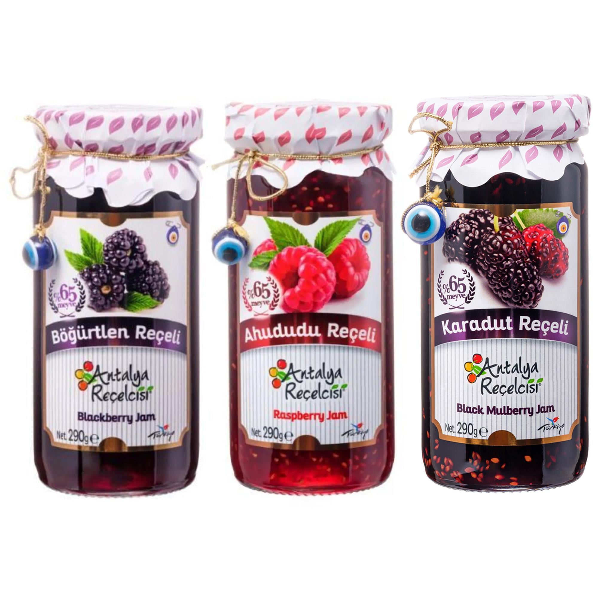 Antalya Reçelcisi Böğürtlen & Ahududu & Karadut Reçeli Seti (290 g x 3)