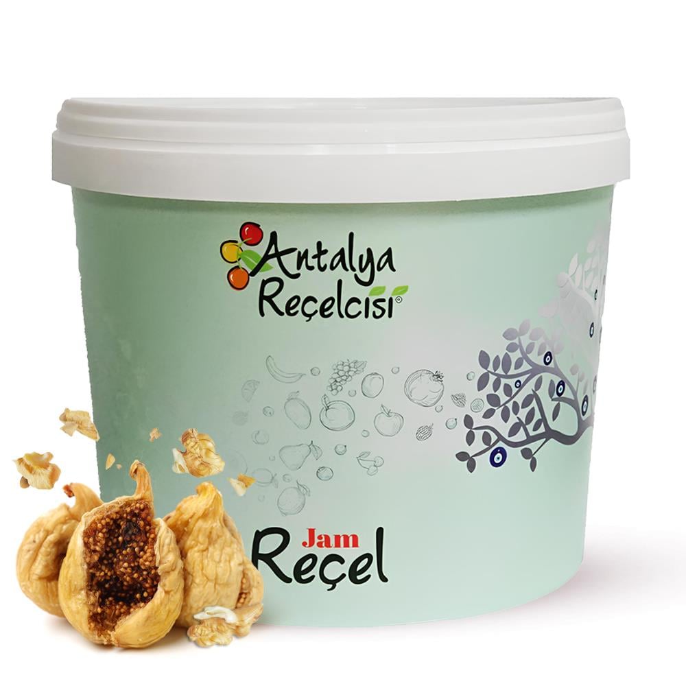 Antalya Reçelcisi Cevizli Kuru İncir Reçeli 5 kg Plastik Kova