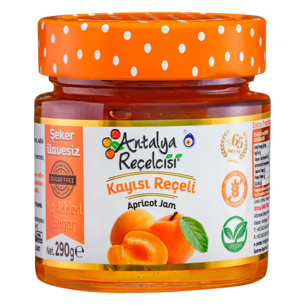 Antalya Reçelcisi Şeker İlavesiz Kayısı Reçeli 290g Cam Kavanoz