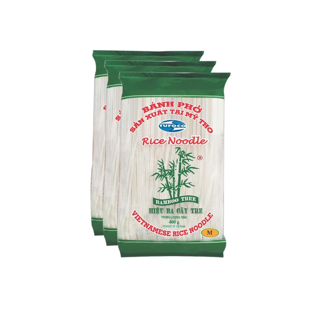 Bamboo Tree Tufoco Glutensiz Pirinç Çubukları (Makarnası) 3 mm Vietnamese Rice Noodle 400 gr x 3 Adet
