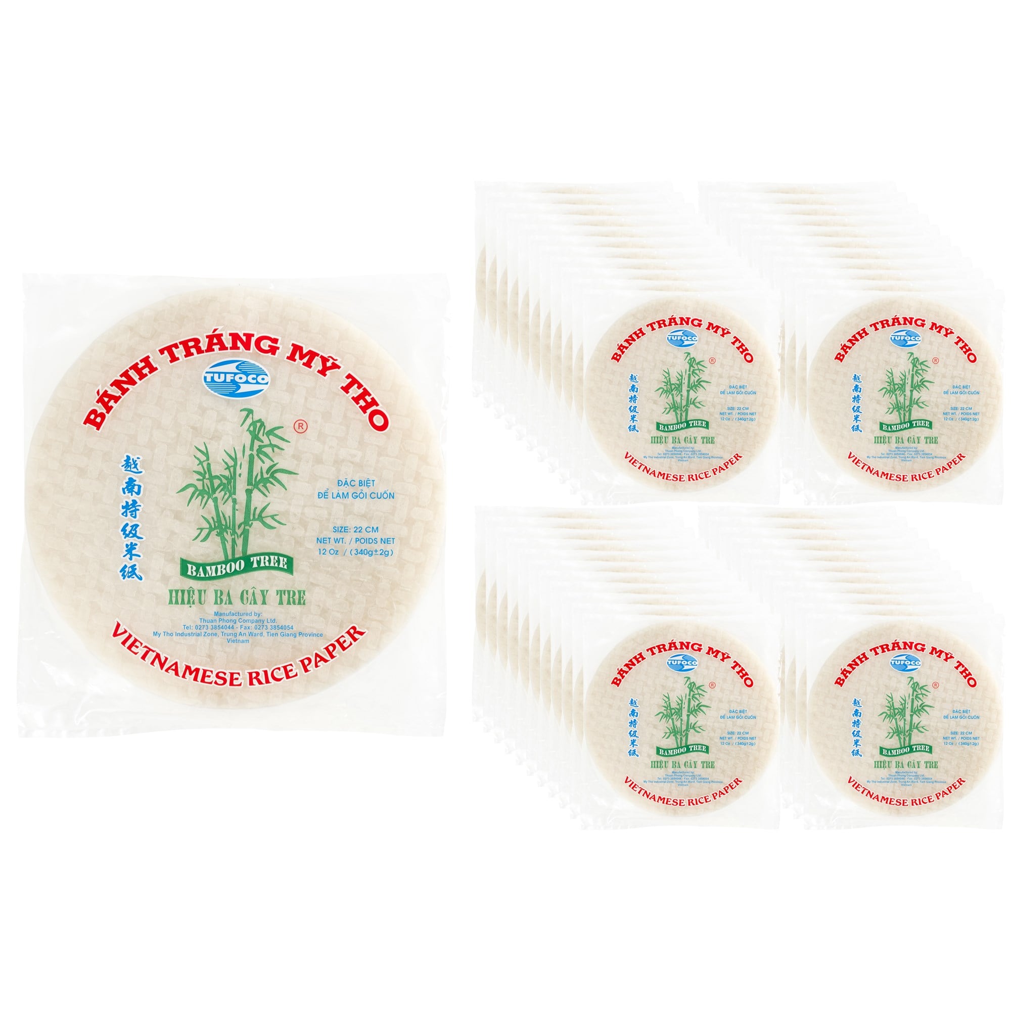 Bamboo Tree Pirinç Yufkası 22 cm 340 g x 44 Adet - Glutensiz Rice Paper Ekonomik Koli