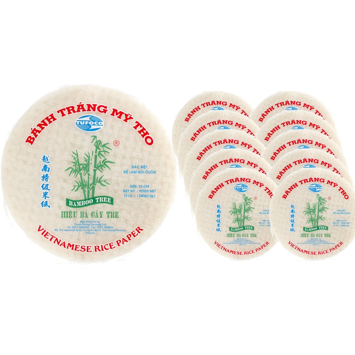 Bamboo Tree & Tufoco Glutensiz Pirinç Yufkası (Rice Paper) 22 cm 340 g x 10 Adet Avantaj Paketi