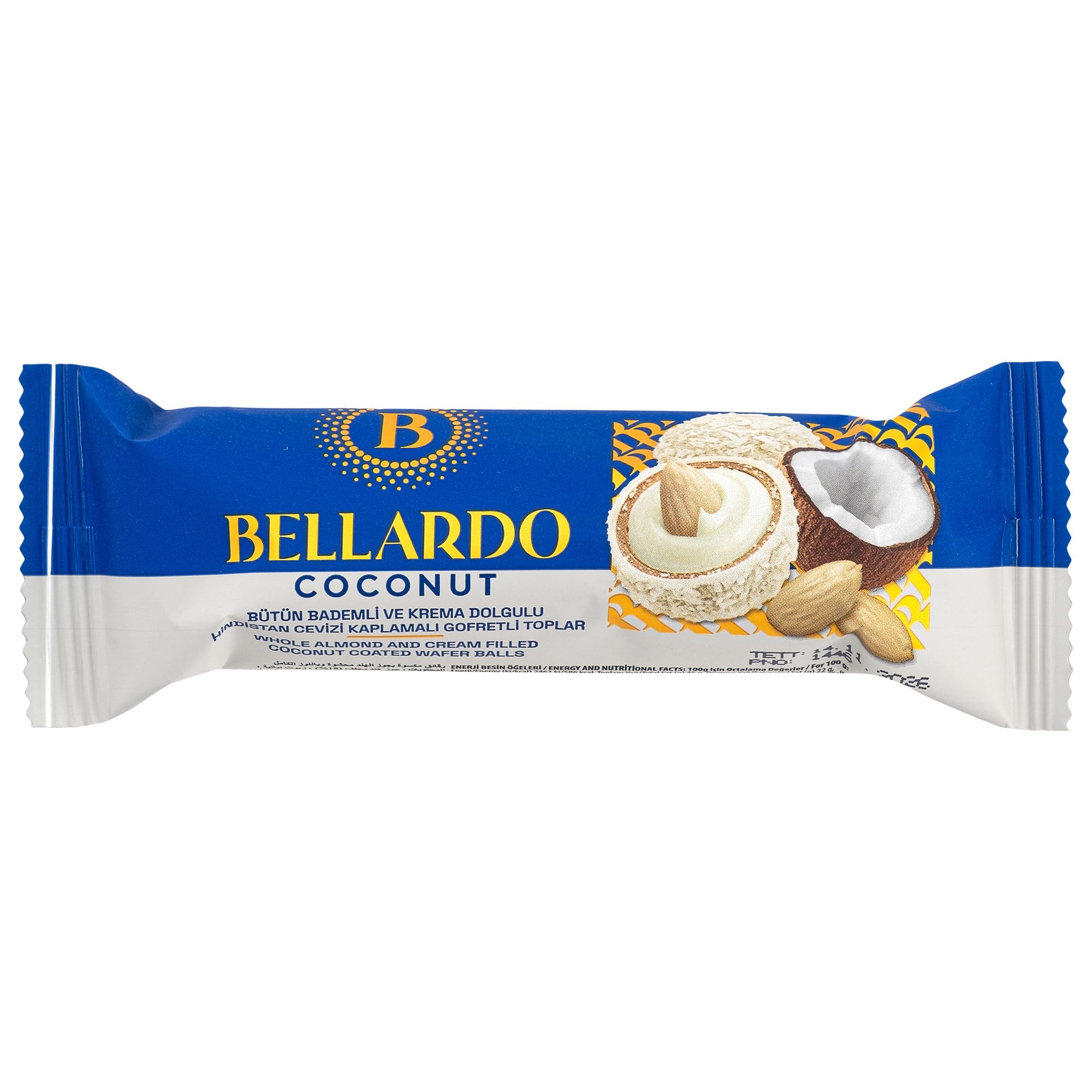 Bellardo Coconut Bütün Bademli ve Hindistan Cevizi Kaplamalı Gofret Topları 30 g