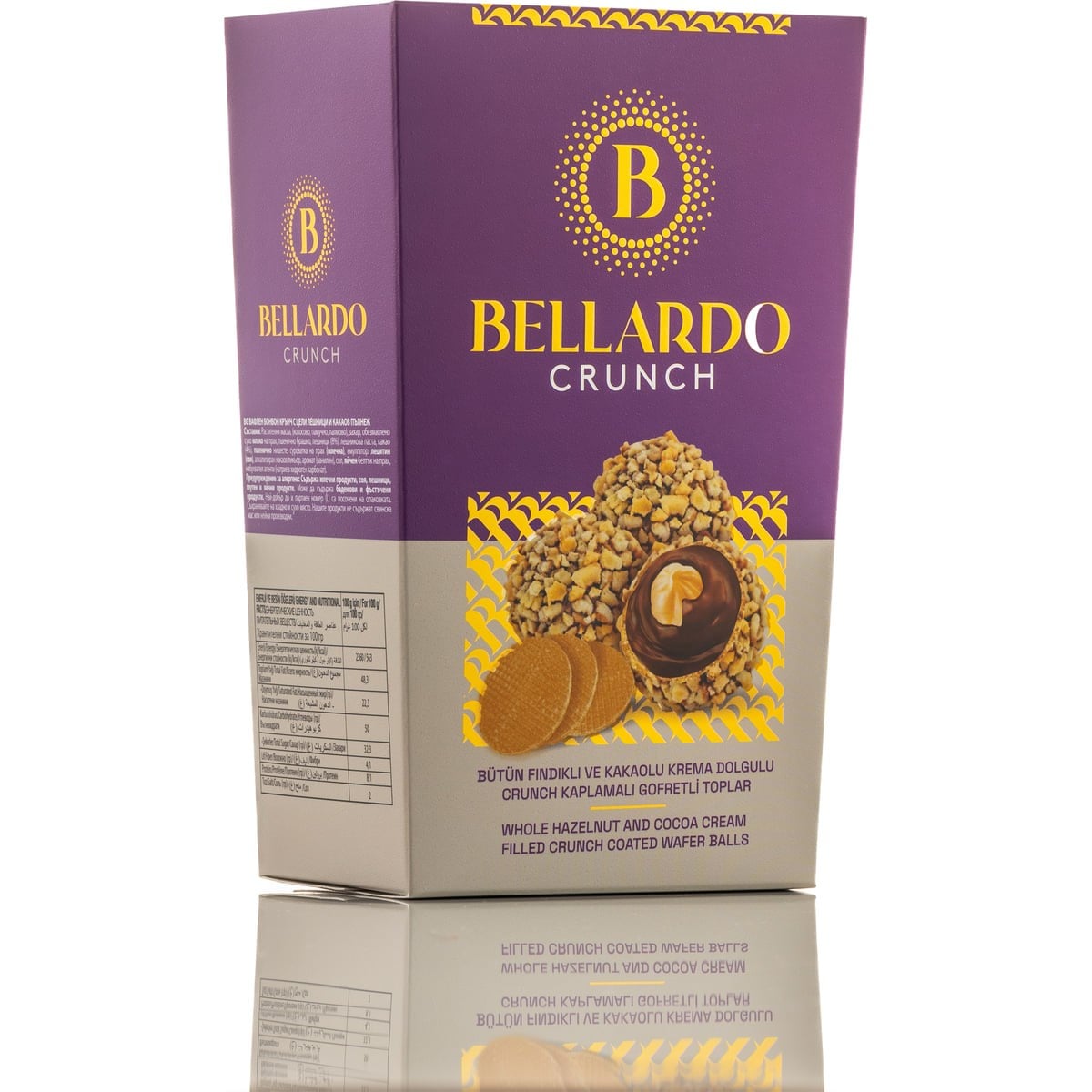 Bellardo Crunch Bütün Fındıklı ve Kakaolu Krema Dolgulu Gofret Topları 150 g