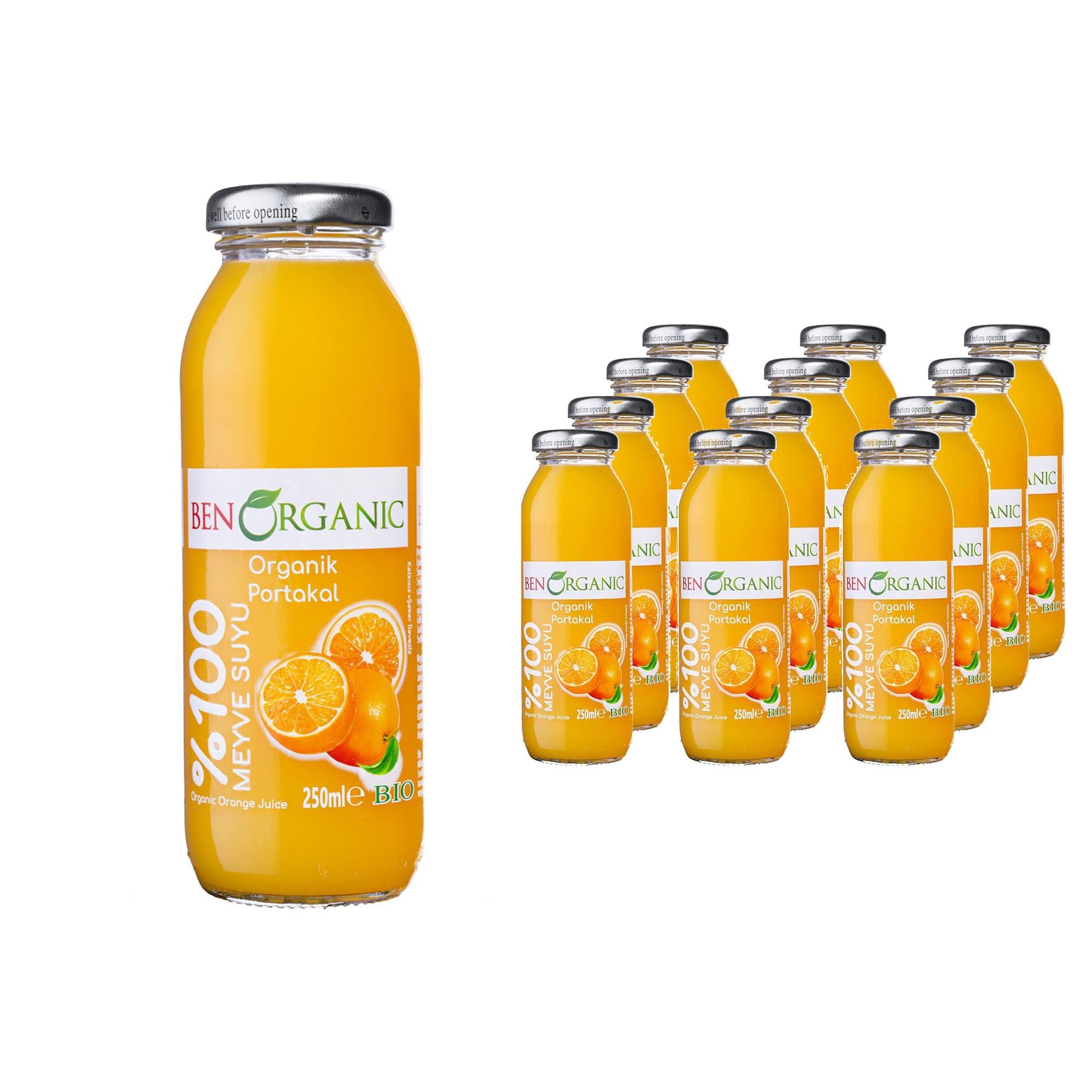 BENORGANIC Organik Portakal Suyu 250 ml x 12 Adet Cam Şişe