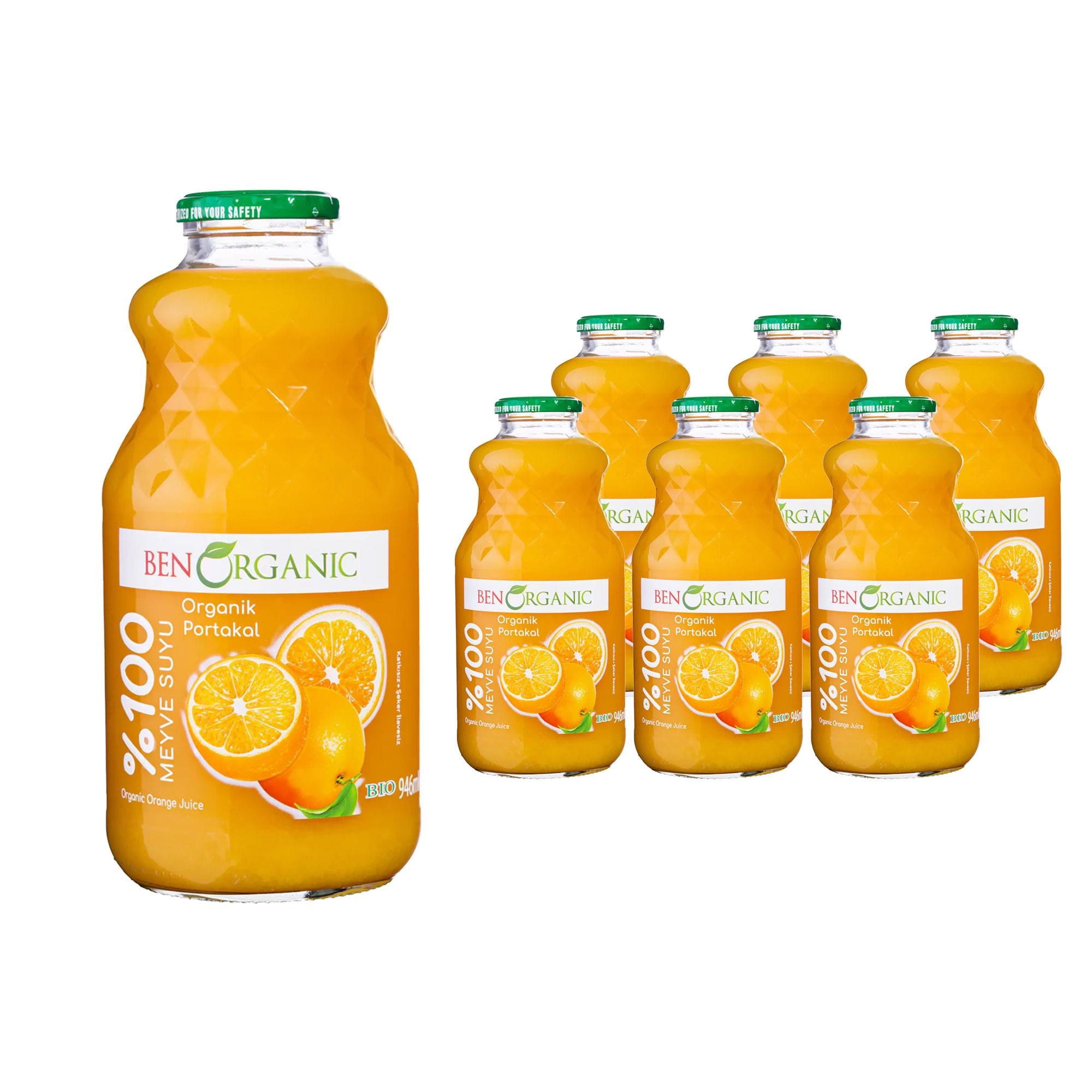BENORGANIC Organik Portakal Suyu 946 ml x 6 Adet Cam Şişe