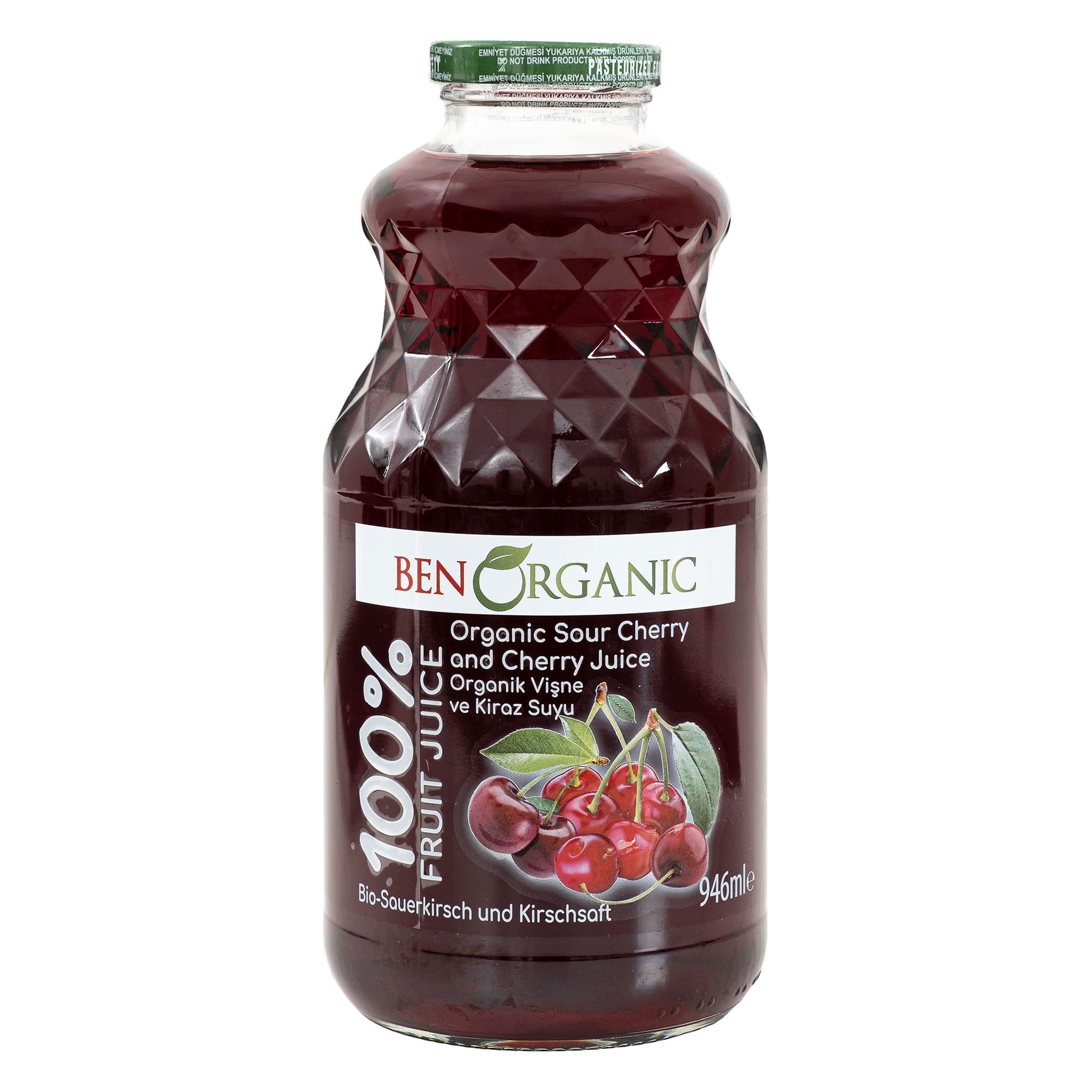 BENORGANIC Organik Vişne ve Kiraz Suyu 946 ml Cam Şişe