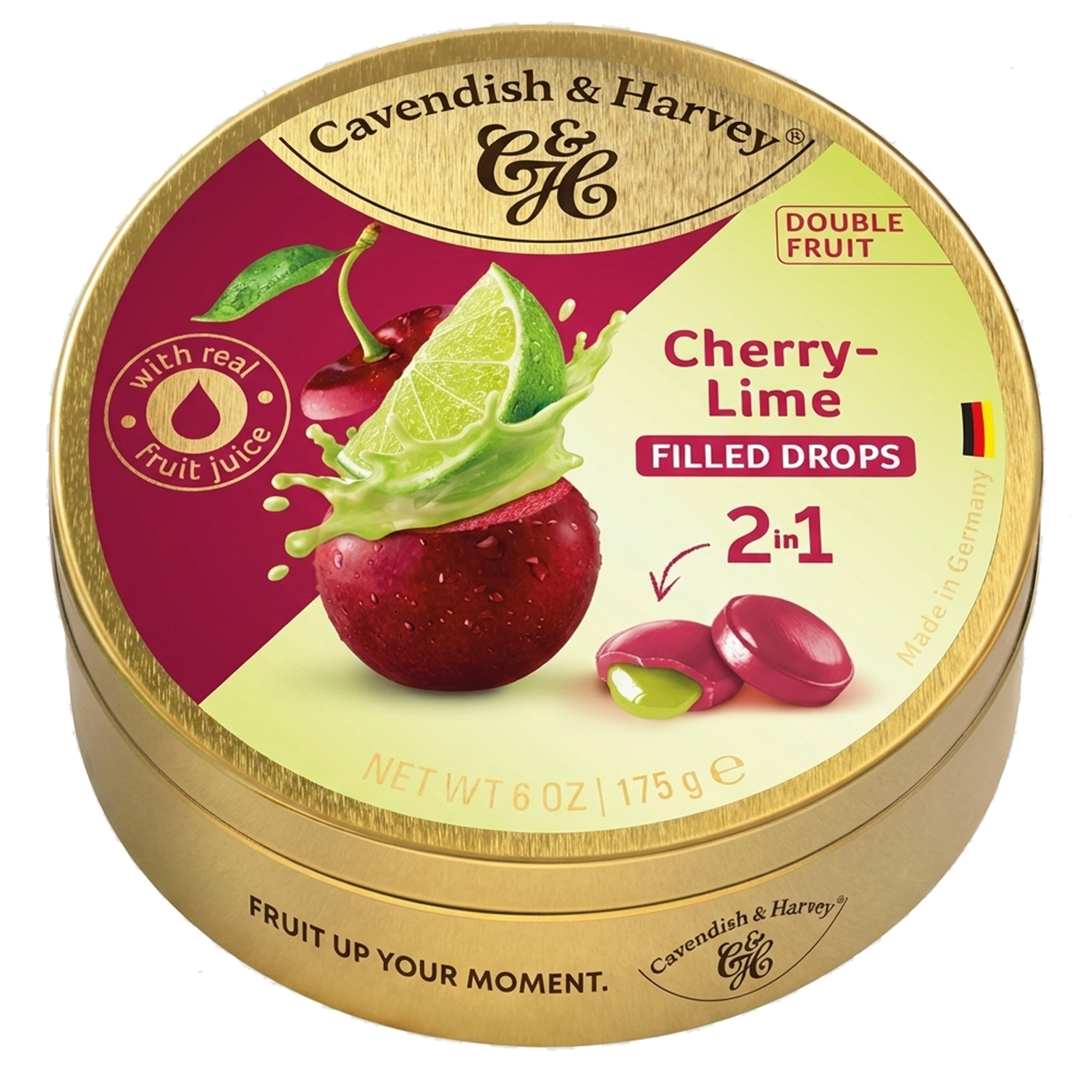 Cavendish & Harvey Double Fruit Drops Cherry Lime Vişne ve Misket Limonu Aromalı Dolgulu Şekerleme 175 g