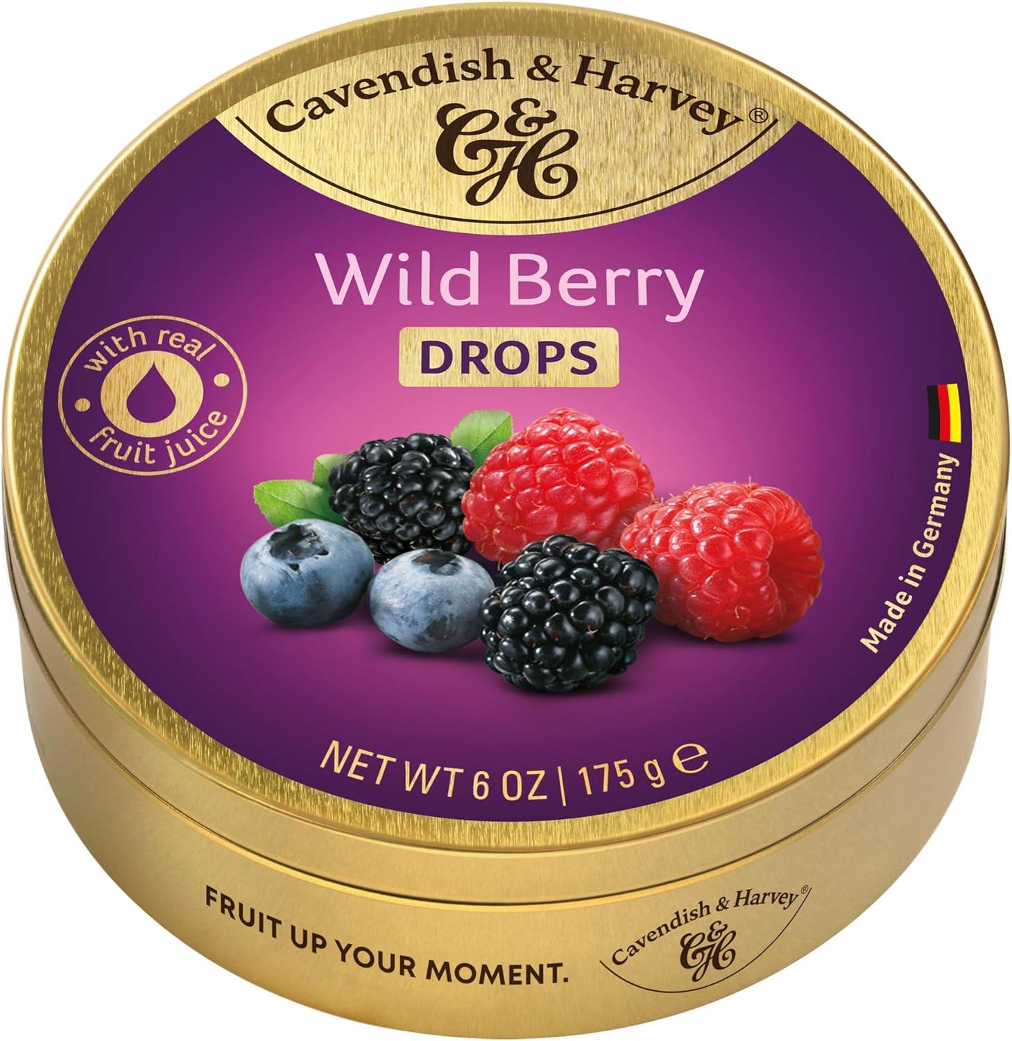 Cavendish & Harvey Wild Berry Drops | Yaban Mersini, Ahududu ve Böğürtlen Aromalı Şeker 175 g