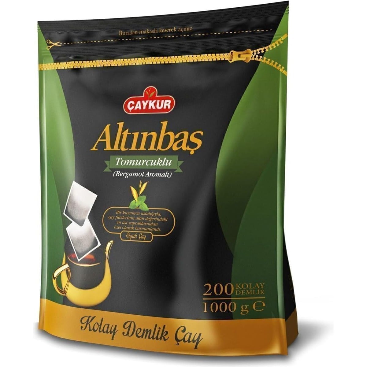 Çaykur Altınbaş Bergamot Aromalı Demlik Poşet Çay 1000 g (200 x 5g)