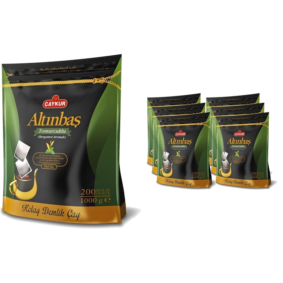 Çaykur Altınbaş Bergamot Aromalı Demlik Poşet Çay 1000 g x 6 Adet (Koli)