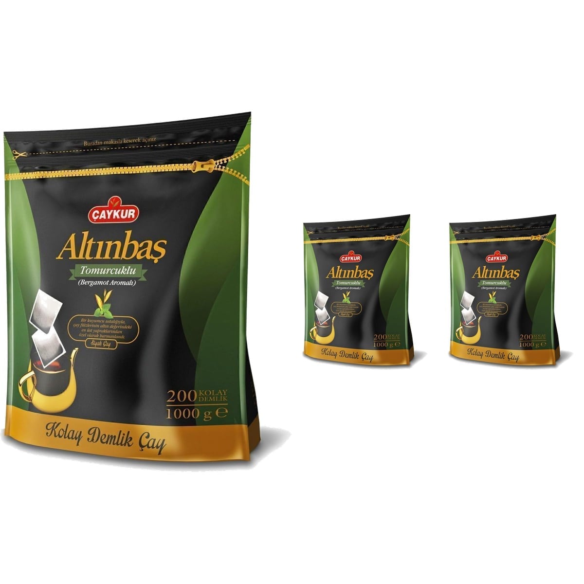 Çaykur Altınbaş Bergamot Aromalı Demlik Poşet Çay 1000 g x 2 Adet - İkili Avantaj Paketi (2 kg)