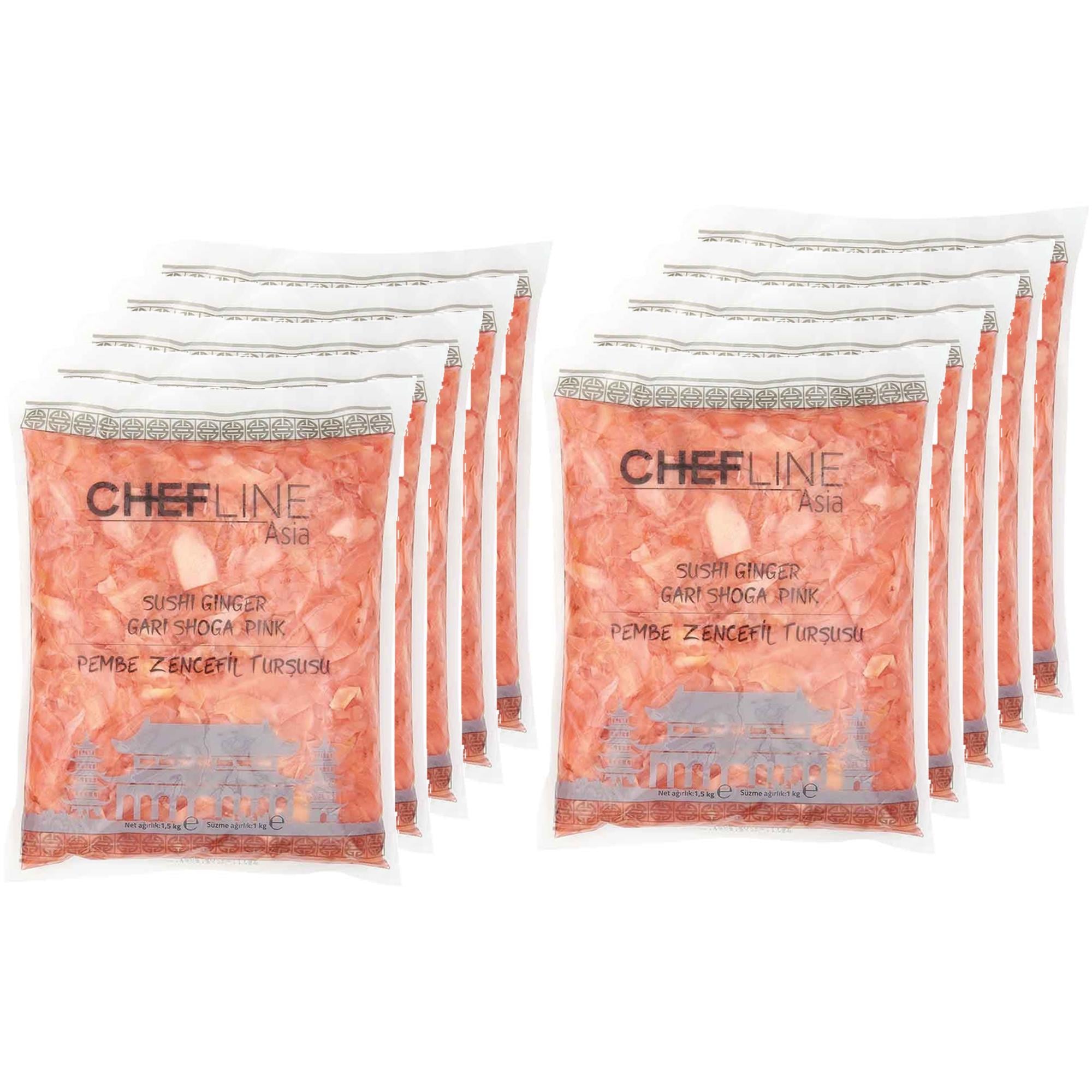 Chefline Asia Gari Shoga Pembe Zencefil Turşusu 1,5 Kg x 10 Adet