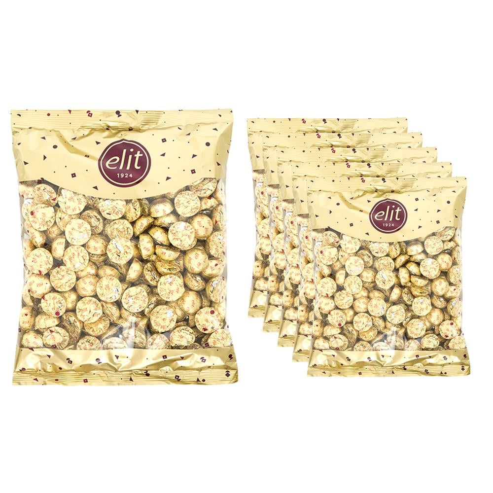Elit Altın Yaldızlı Sütlü Çikolata Glutensiz 1Kg x 5 Adet