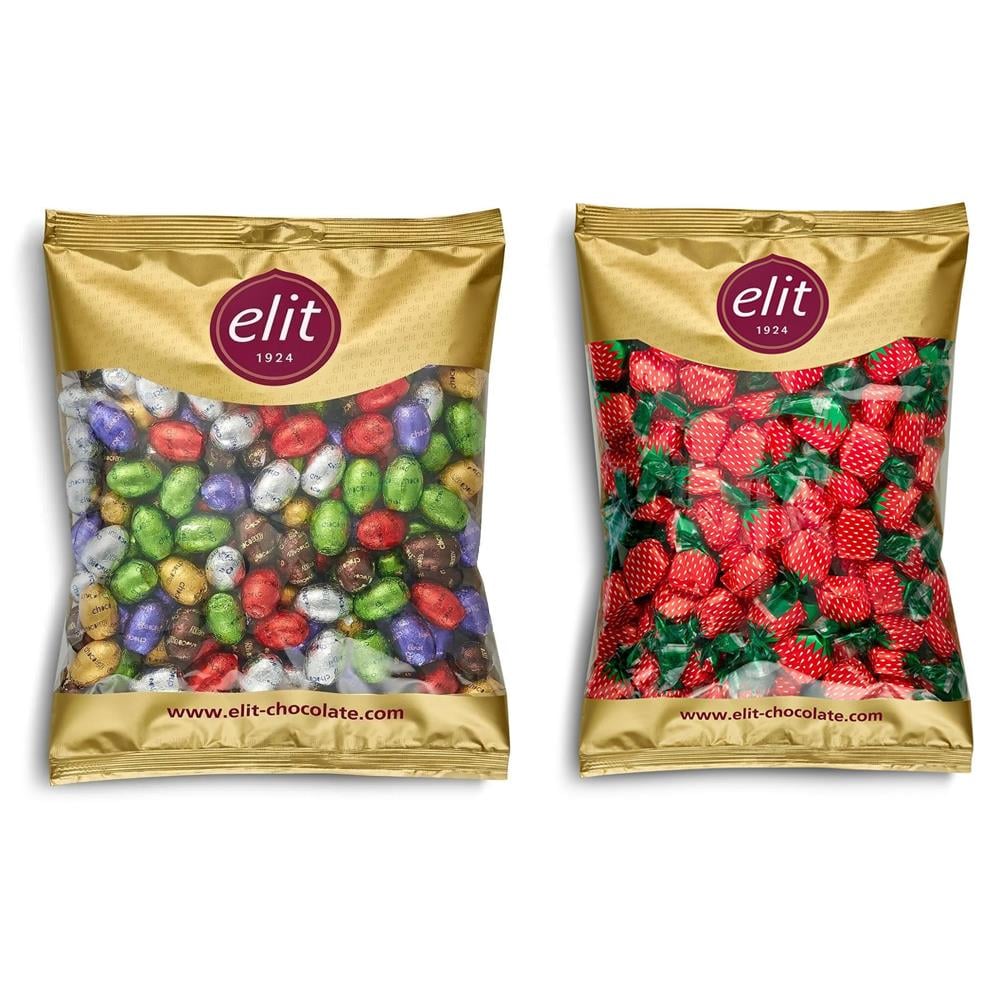 Elit Çikolata Chocoeggy Sütlü Yumurta Çikolata ve Çilek Dolgulu Şeker 1kg Glutensiz