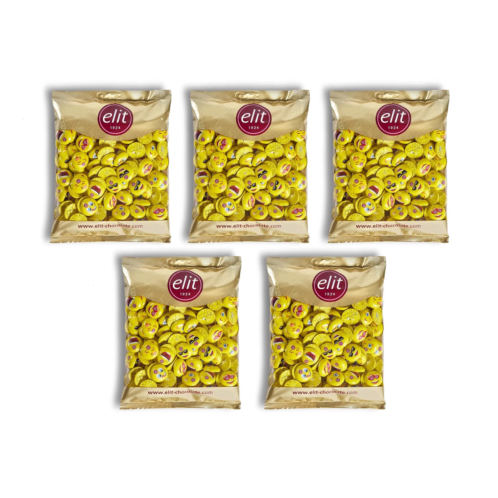 Elit Çikolata Mini Elitoloji Emoji Glutensiz Sütlü Çikolata 1kg x 5 Adet