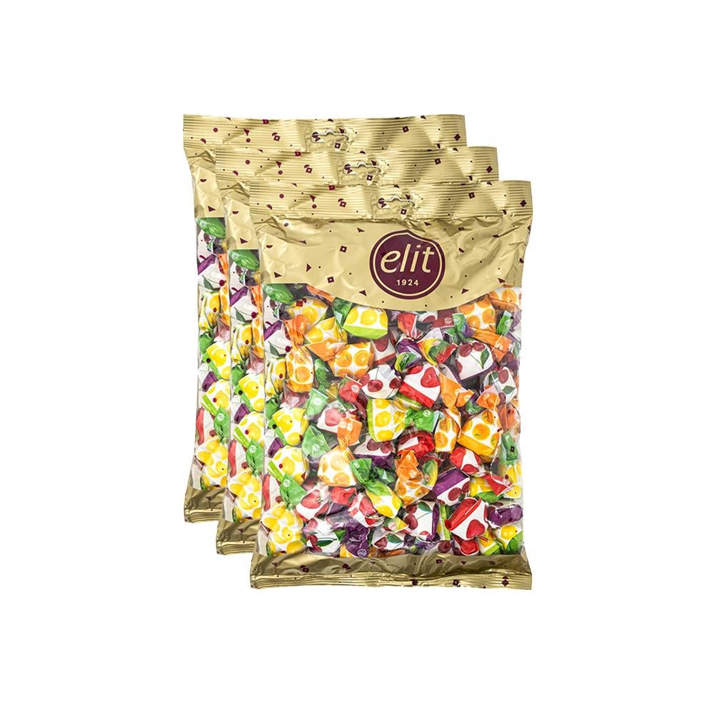 Elit Meyve Aromalı Karışık Dolgulu Şeker 1 Kg x 3 Adet Glutensiz