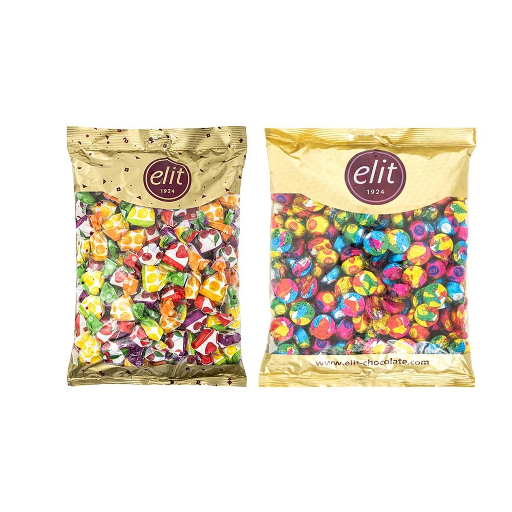 Elit Sütlü Çikolatin ve Meyve Aromalı Karışık Dolgulu Şeker 1 Kg Glutensiz