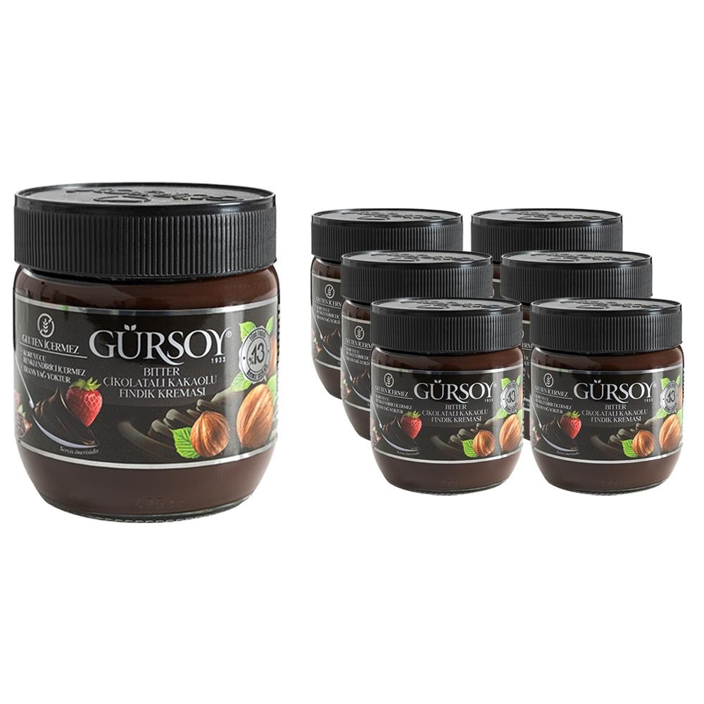 Gürsoy Bitter Çikolatalı Kakaolu Fındık Kreması 400g x 6 Adet