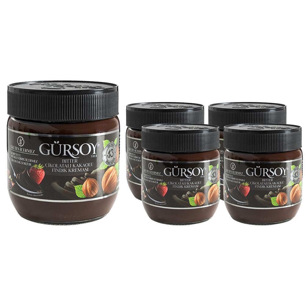 Gürsoy Bitter Çikolatalı Kakaolu Fındık Kreması 400g x 4 Adet