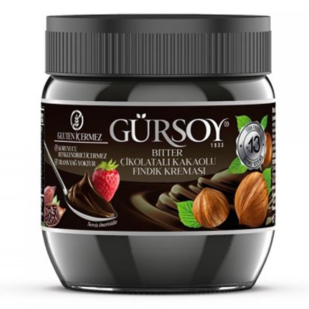 Gürsoy Bitter Çikolatalı Kakaolu Fındık Kreması 400g Cam Kavanoz