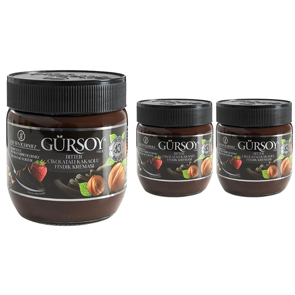 Gürsoy Bitter Çikolatalı Kakaolu Fındık Kreması 400g x 2 Adet