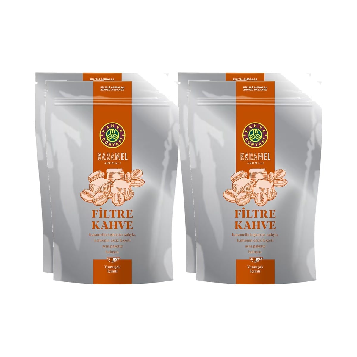 Kahve Dünyası Karamel Aromalı Öğütülmüş Filtre Kahve 1 Kg (4 x 250 g)