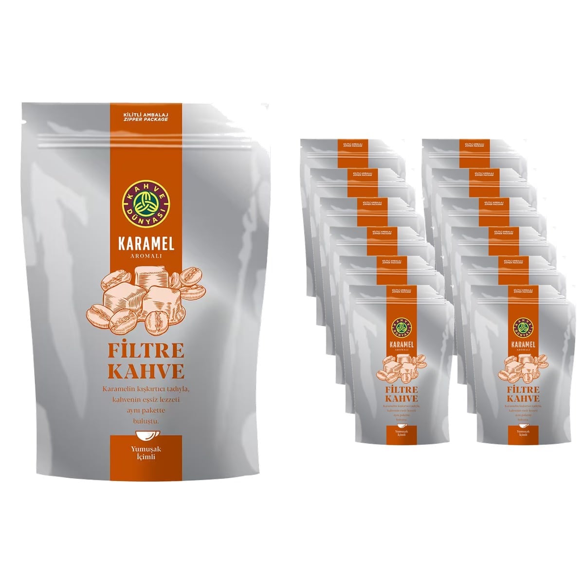 Kahve Dünyası Karamel Aromalı Öğütülmüş Filtre Kahve 3 kg (12 x 250 g) Koli