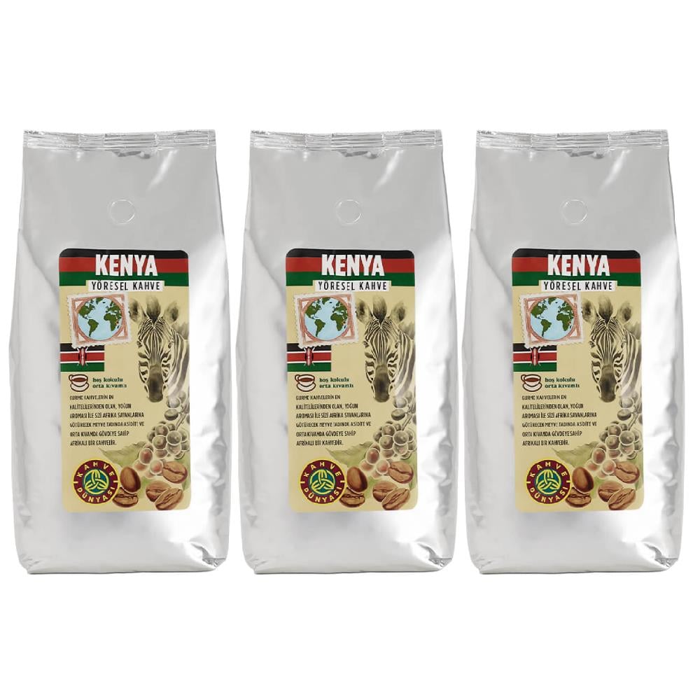 Kahve Dünyası Kenya Yöresel Çekirdek Kahve 1Kg x 3 Adet