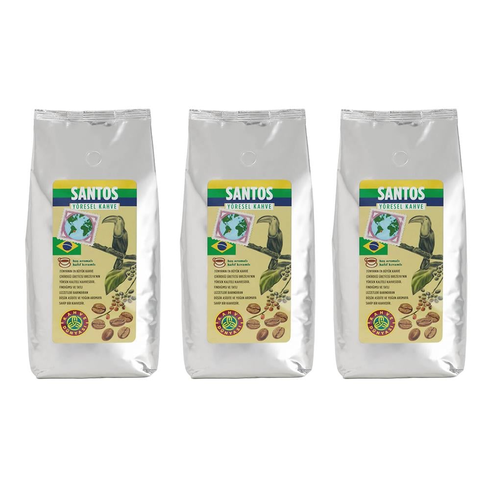 Kahve Dünyası Santos Yöresel Çekirdek Filtre Kahve 1000gr x 3 Adet