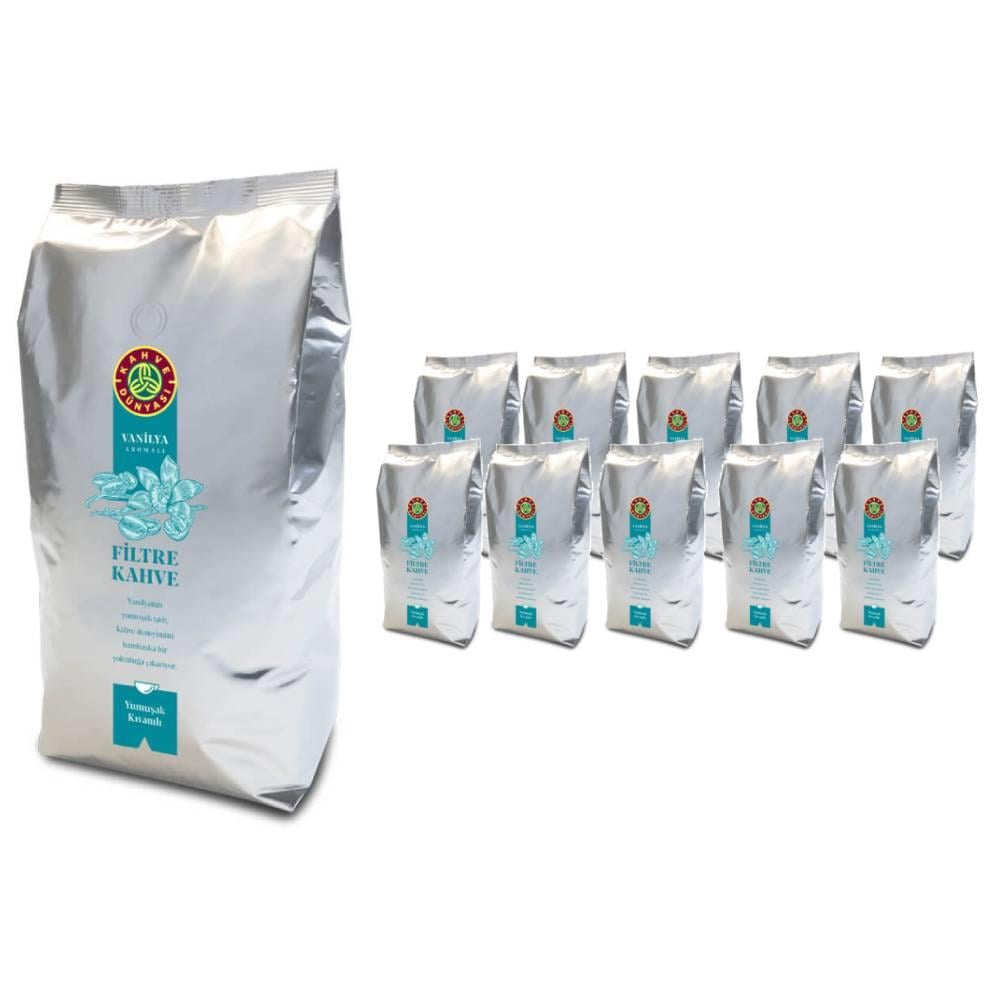 Kahve Dünyası Vanilya Aromalı Çekirdek Filtre Kahve 1 Kg x 10 Adet
