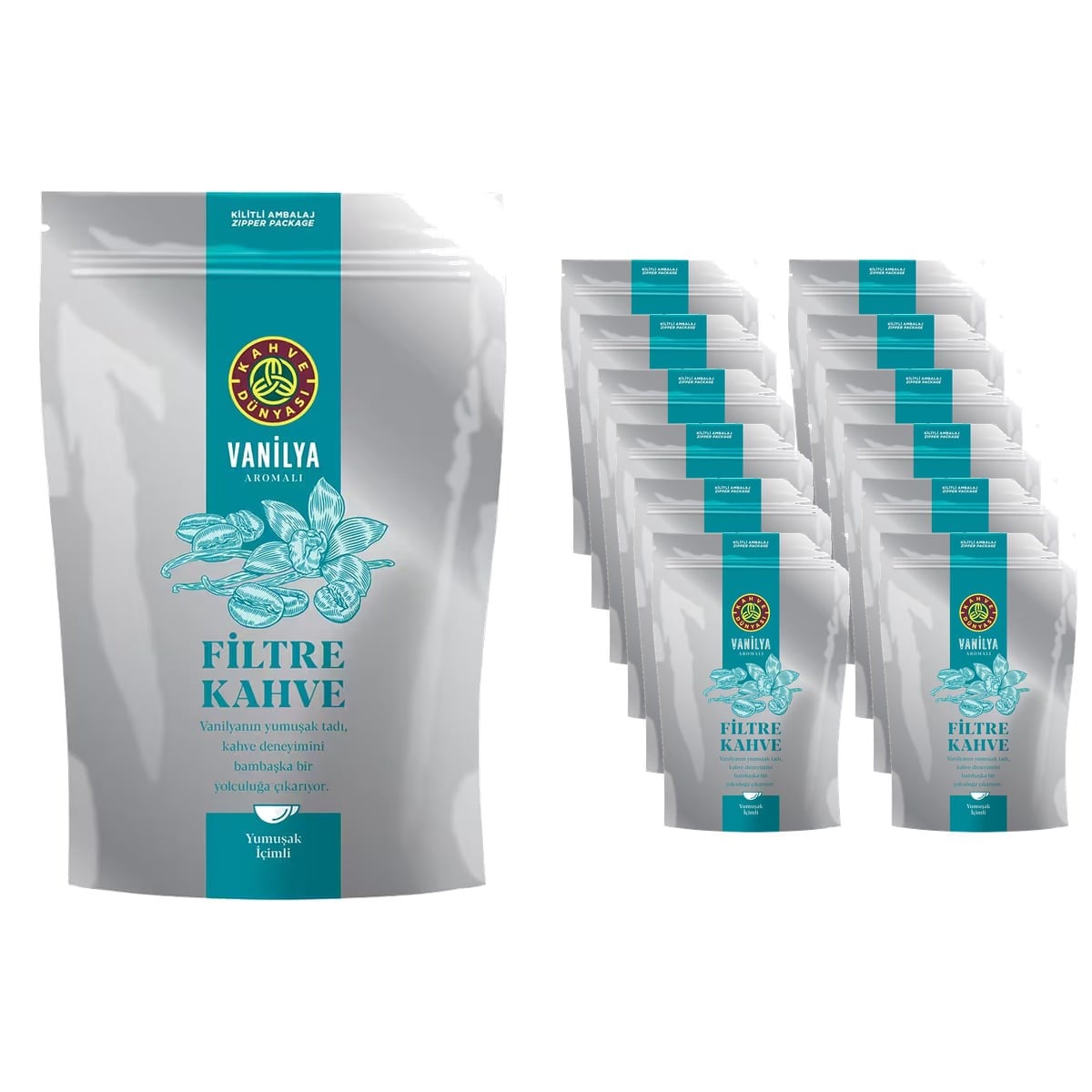 Kahve Dünyası Vanilya Aromalı Filtre Kahve 3 kg (250 g x 12 Adet) – Öğütülmüş Koli