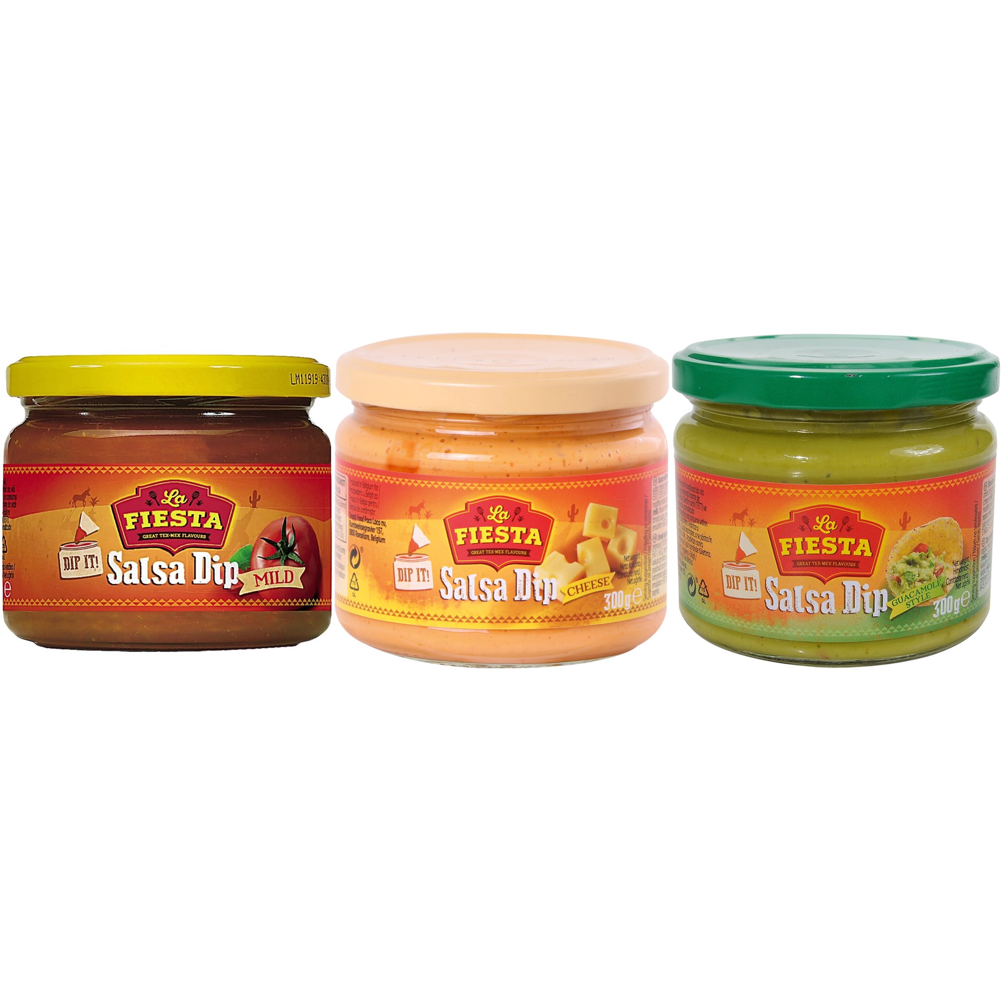 La Fiesta Tex-Mex Gurme Dip Sos 3'lü Karma Paket (Mild + Cheese + Guacamole)