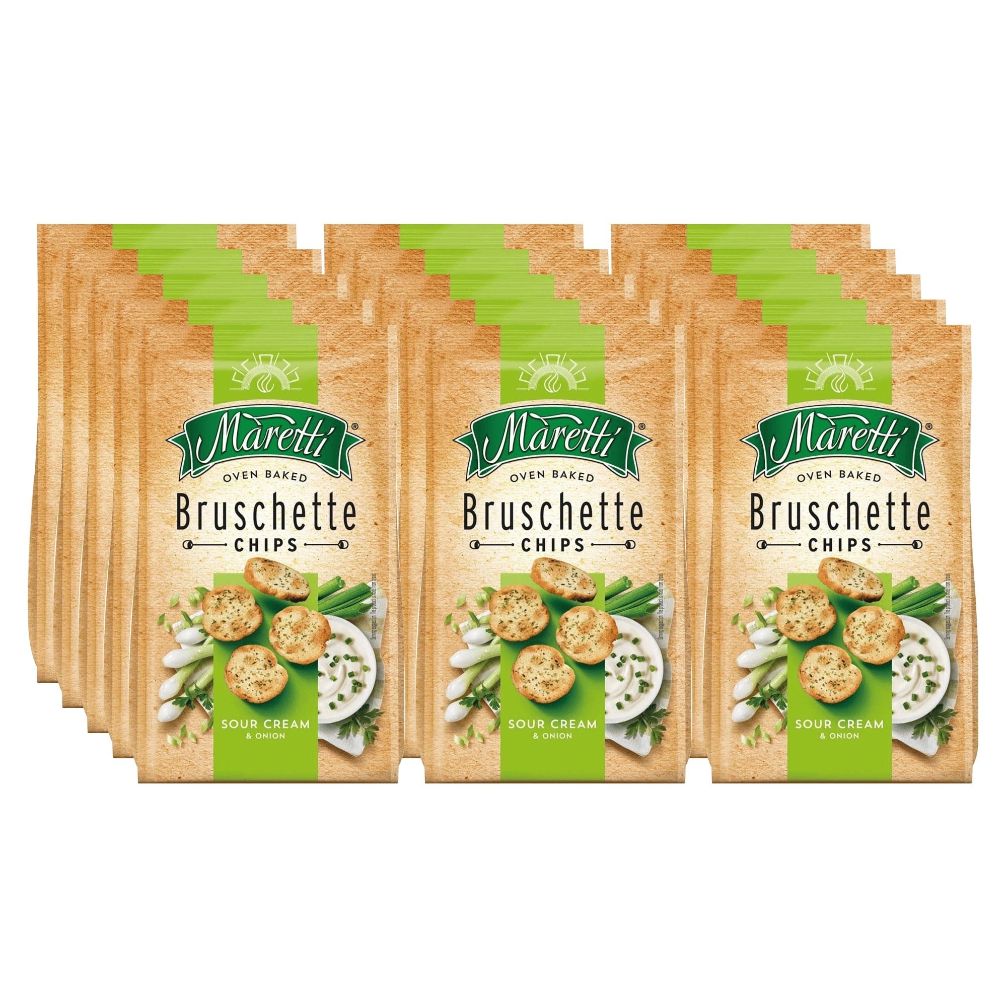 Maretti Bruschette Sour Cream Ekşi Krema ve Soğanlı Kızartılmış Ekmek Cipsi 70 g x 15 Adet (Koli)