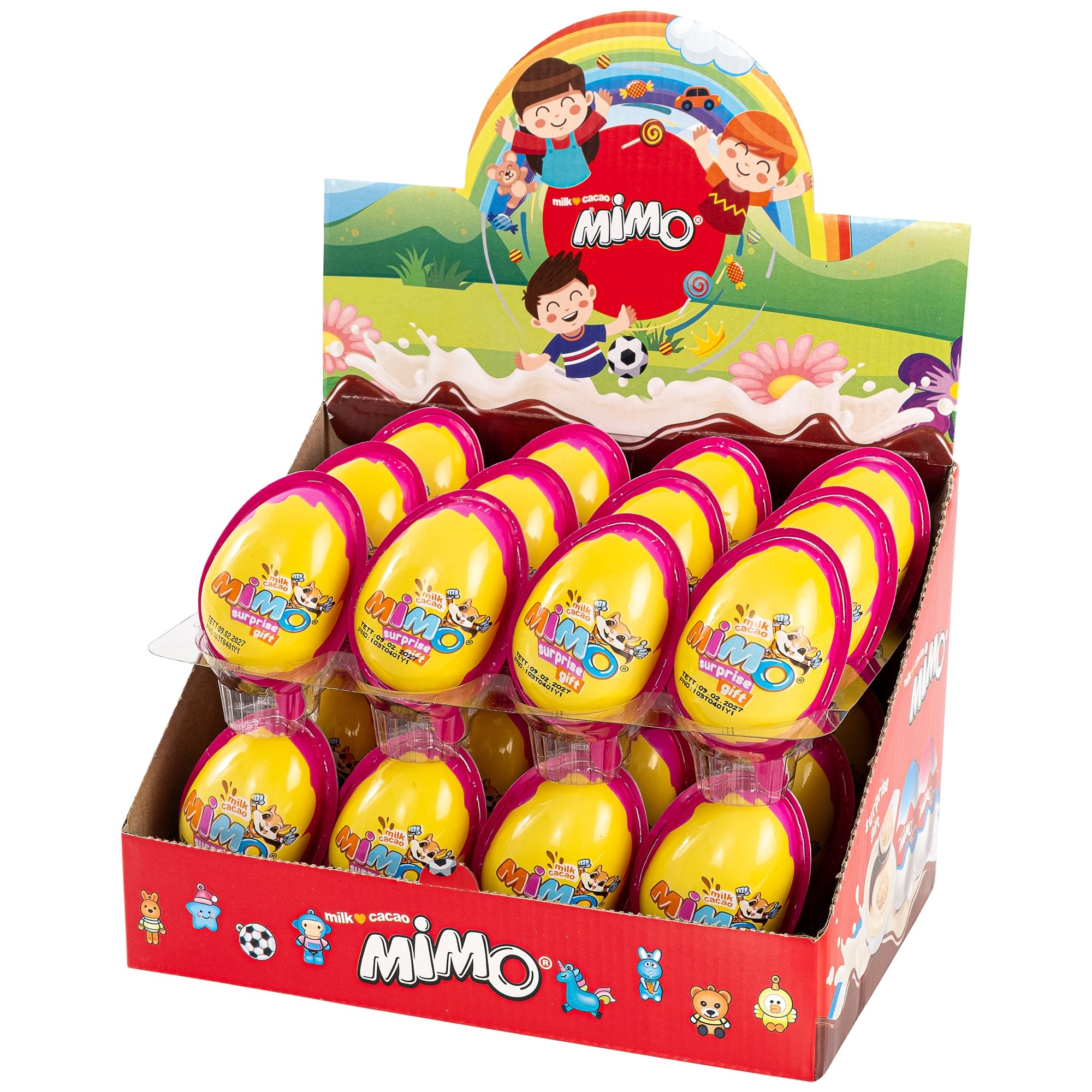 Mimo Sürpriz Yumurta Pembe Seri – Kız Çocukları İçin Sütlü ve Kakaolu Krema (20 g x 24 Adet)