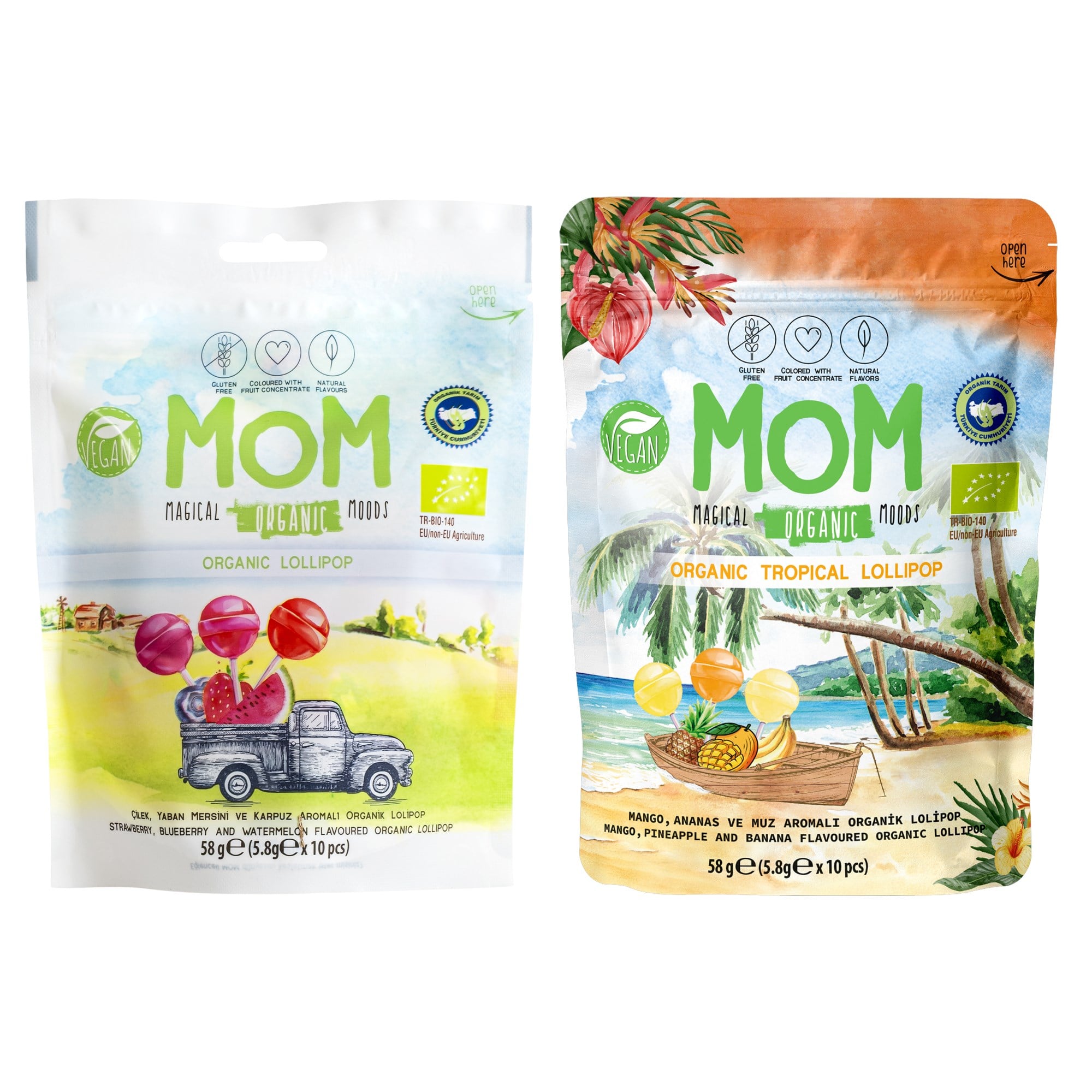 MOM Organik Lolipop İkili Paket (Meyveli & Tropikal)
