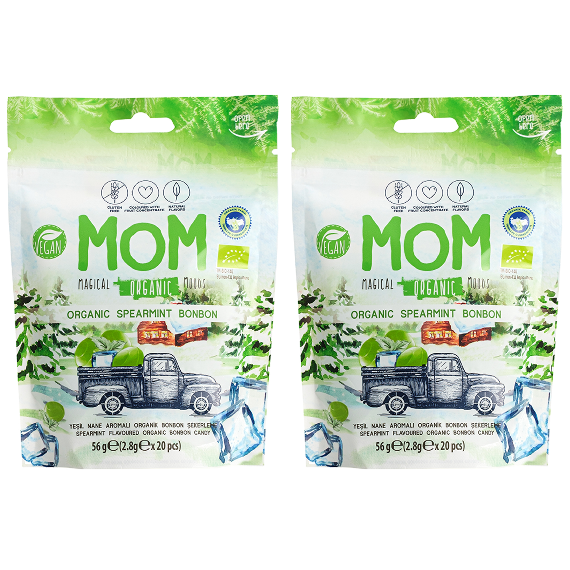 MOM Organik Naneli Bonbon Şeker 56 g x 2 Adet