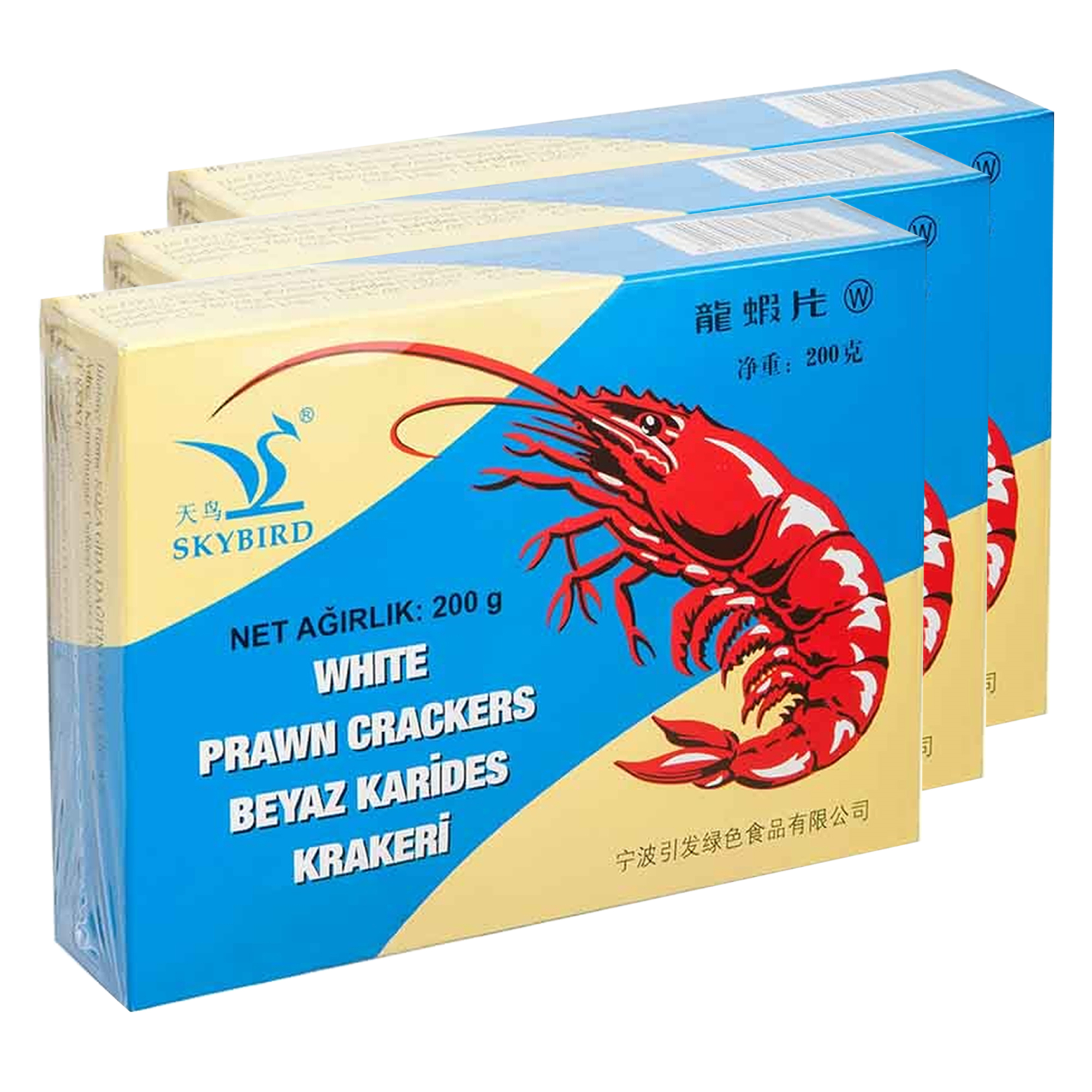 SKYBIRD Kızartmalık Beyaz Karides Krakeri 200 g x 3 Adet