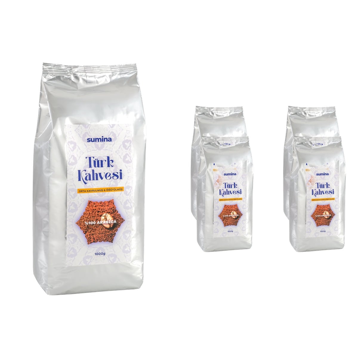 Sumina Orta Kavrulmuş Öğütülmüş Türk Kahvesi Dörtlü Avantaj Paketi (4 x 1000 g)