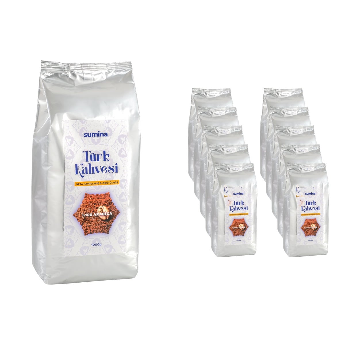 Sumina Orta Kavrulmuş Öğütülmüş Türk Kahvesi Koli Avantajı (10 x 1000 g)