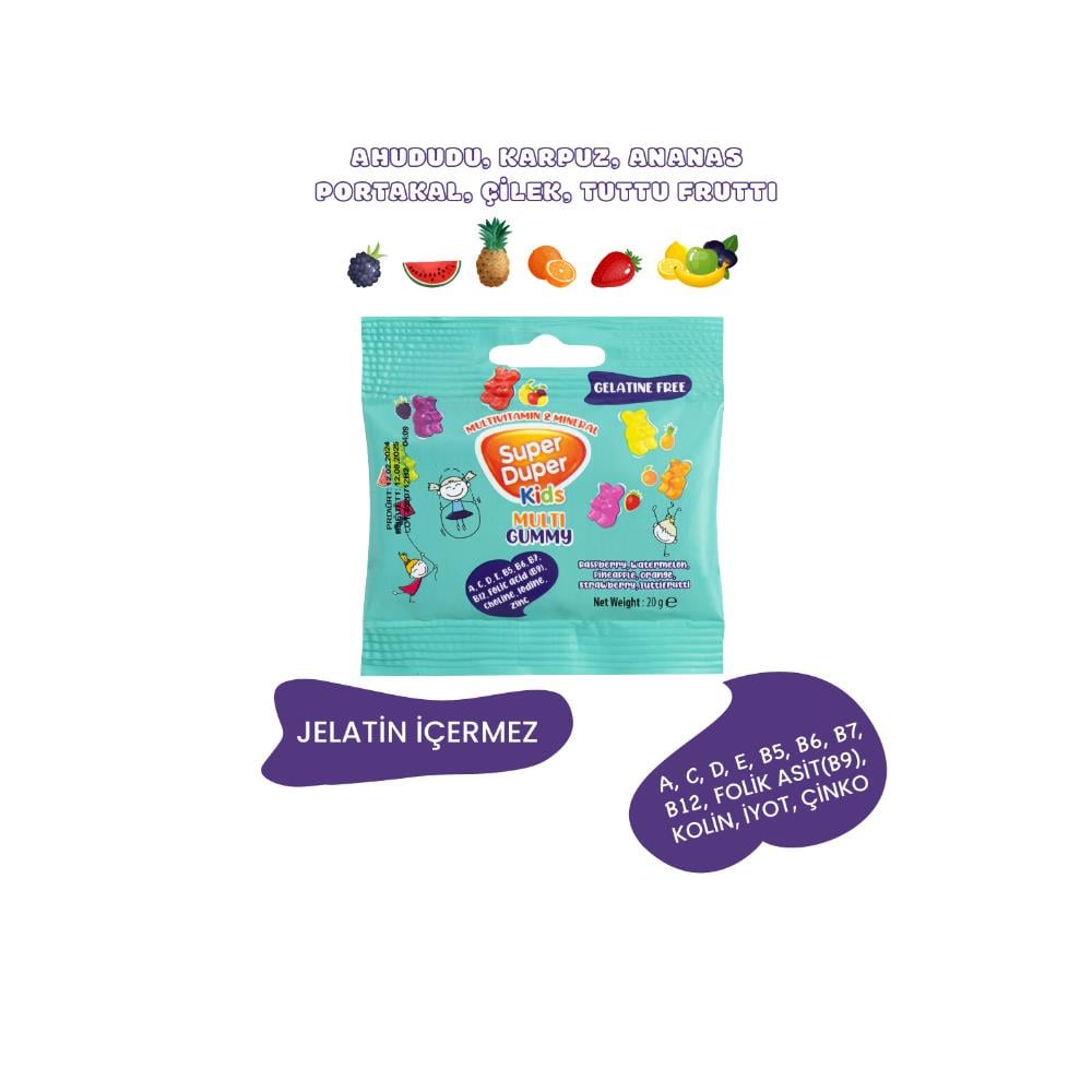 Super Duper Kids Multi Gummy Jelatine Free 20gx 40 Adet